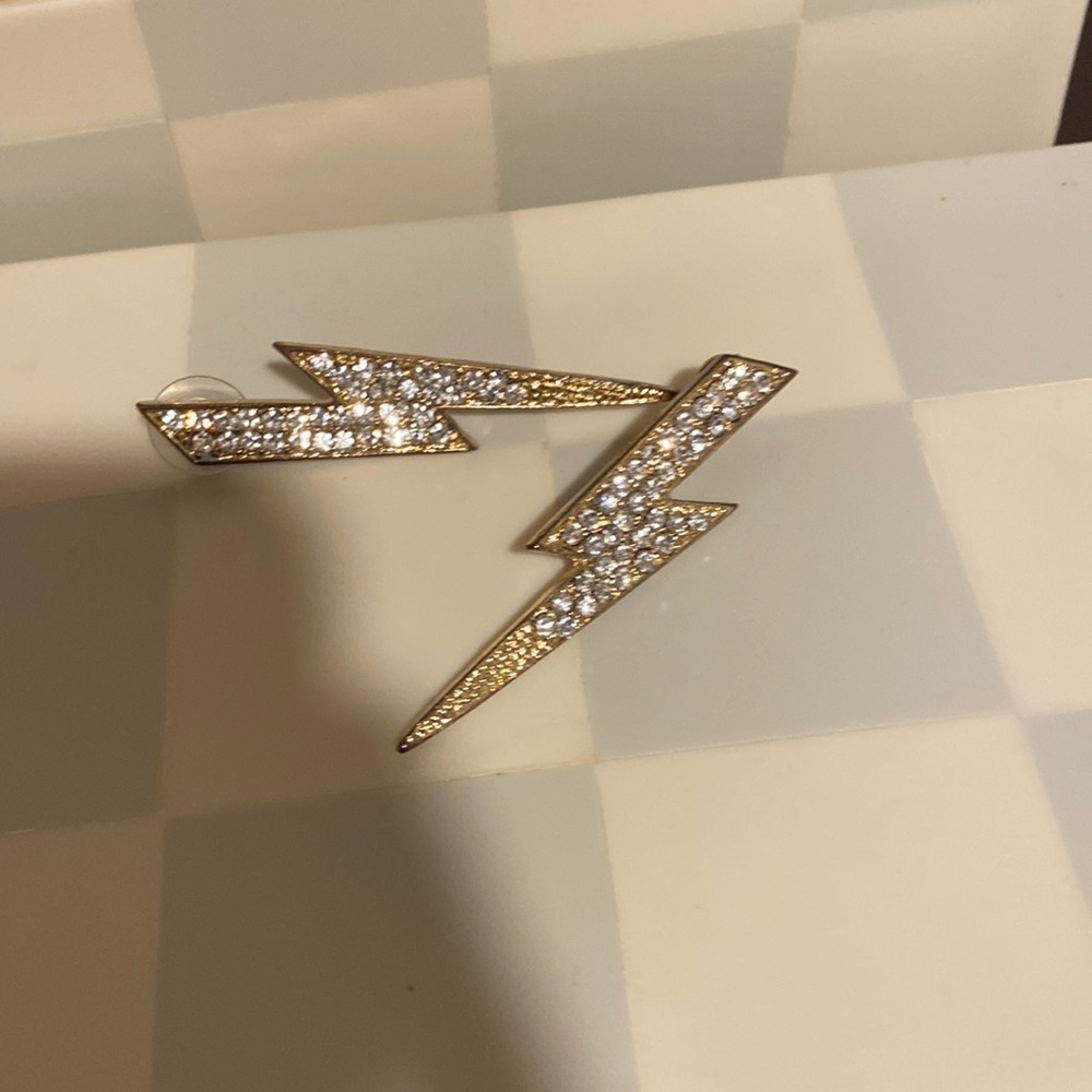 Lightning bolt crystal earrings
